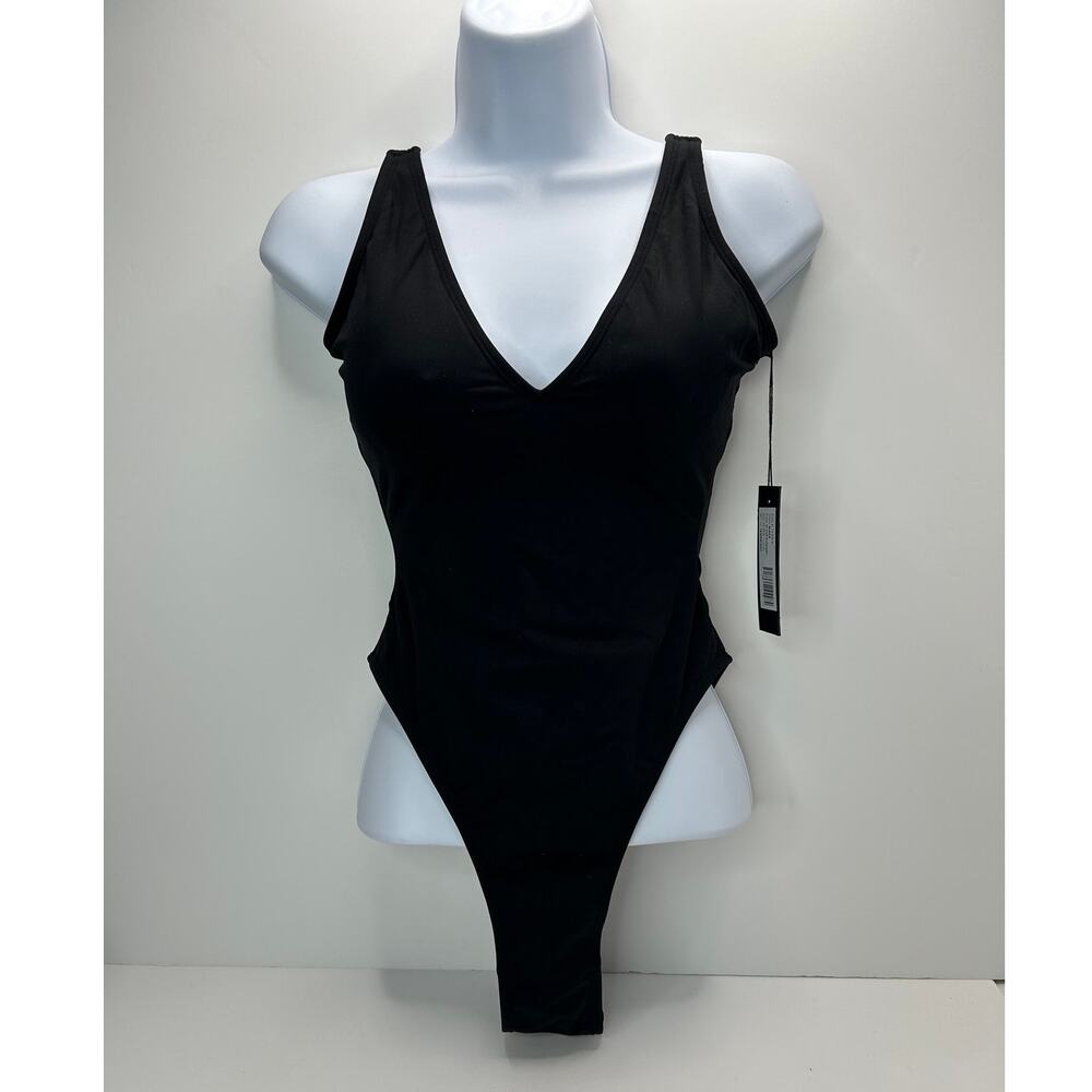 TA3 Hi Cut Plungey Sculpting One Piece Swimsuit Black Women XS Reg/Long NWT